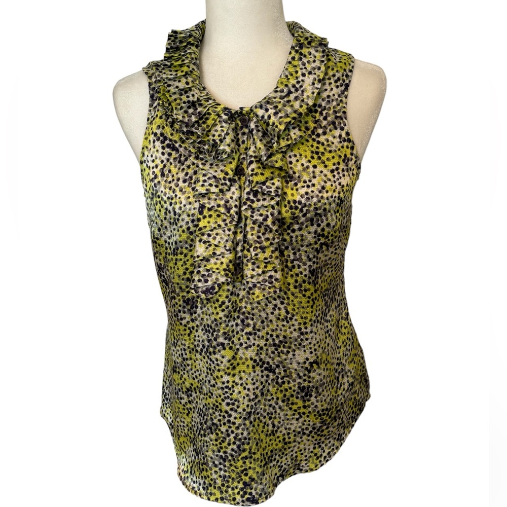 NEW YORK & CO. Black and Chartreuse Ruffled Top Size 4
